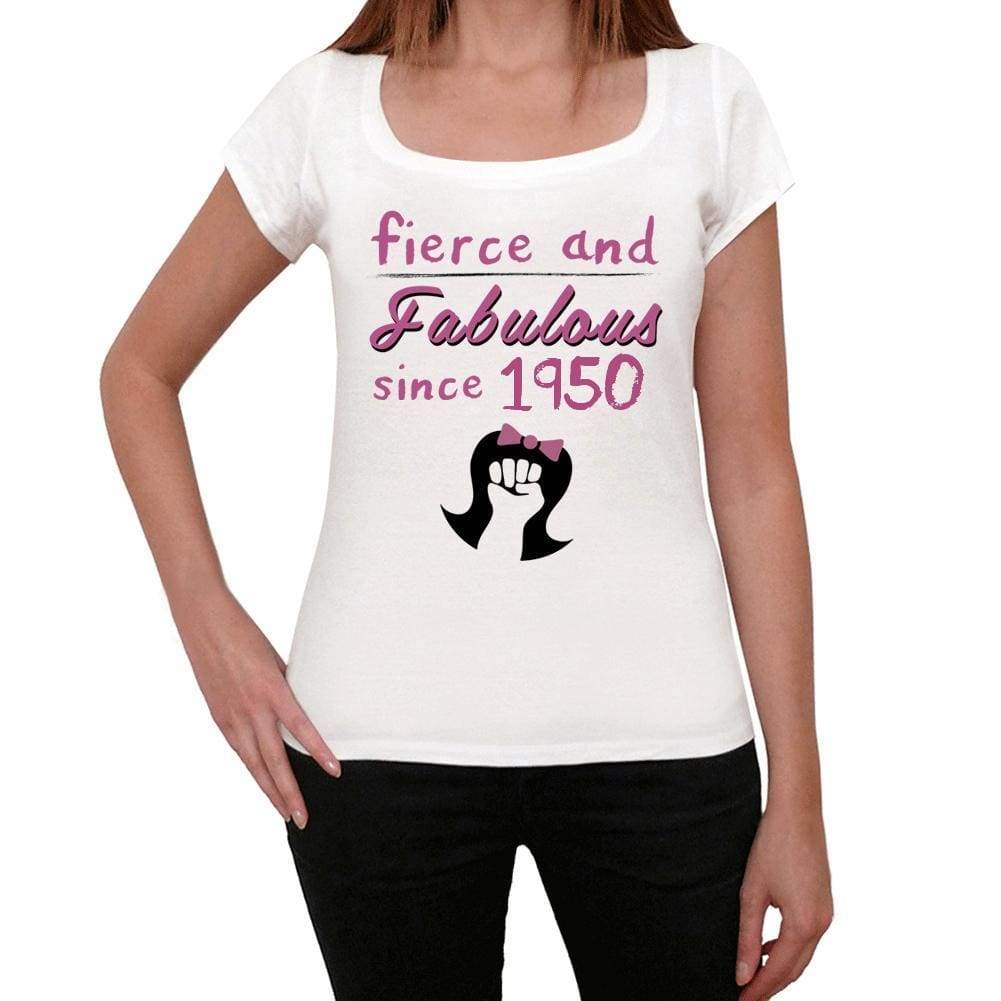 Fierce And Fabulous Since 1950 Womens T-Shirt White Birthday Gift 00424 - White / Xs - Casual