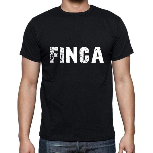 Finca Mens Short Sleeve Round Neck T-Shirt 5 Letters Black Word 00006 - Casual