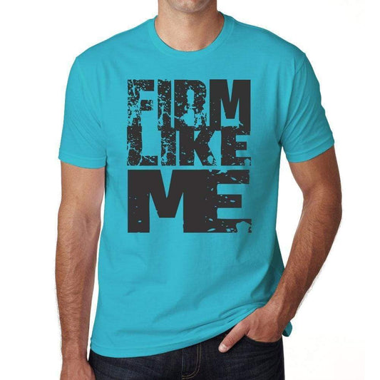 Firm Like Me Blue Grey Letters Mens Short Sleeve Round Neck T-Shirt 00285 - Blue / S - Casual