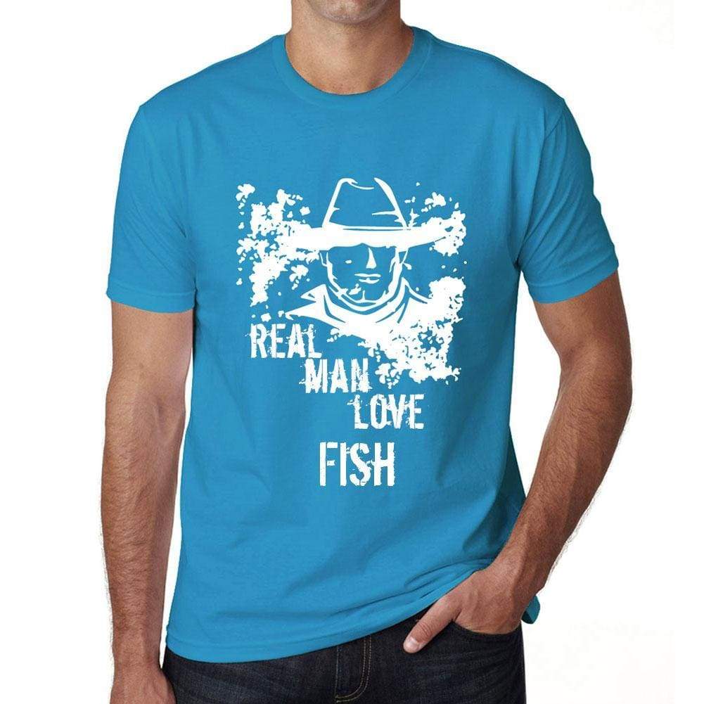 Fish Real Men Love Fish Mens T Shirt Blue Birthday Gift 00541 - Blue / Xs - Casual