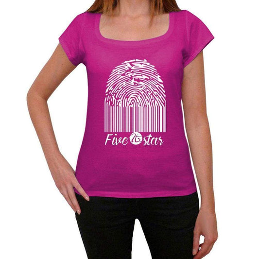 Five-Star Fingerprint Pink Womens Short Sleeve Round Neck T-Shirt Gift T-Shirt 00307 - Pink / Xs - Casual