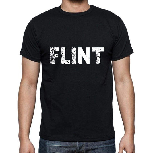 Flint Mens Short Sleeve Round Neck T-Shirt 5 Letters Black Word 00006 - Casual