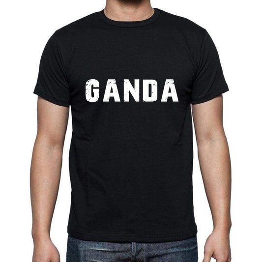 Ganda Mens Short Sleeve Round Neck T-Shirt 5 Letters Black Word 00006 - Casual