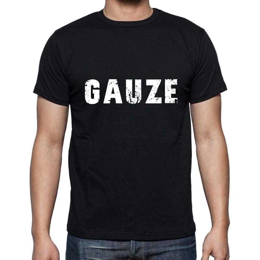 Gauze Mens Short Sleeve Round Neck T-Shirt 5 Letters Black Word 00006 - Casual
