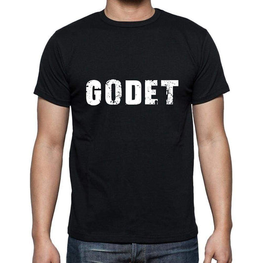 Godet Mens Short Sleeve Round Neck T-Shirt 5 Letters Black Word 00006 - Casual