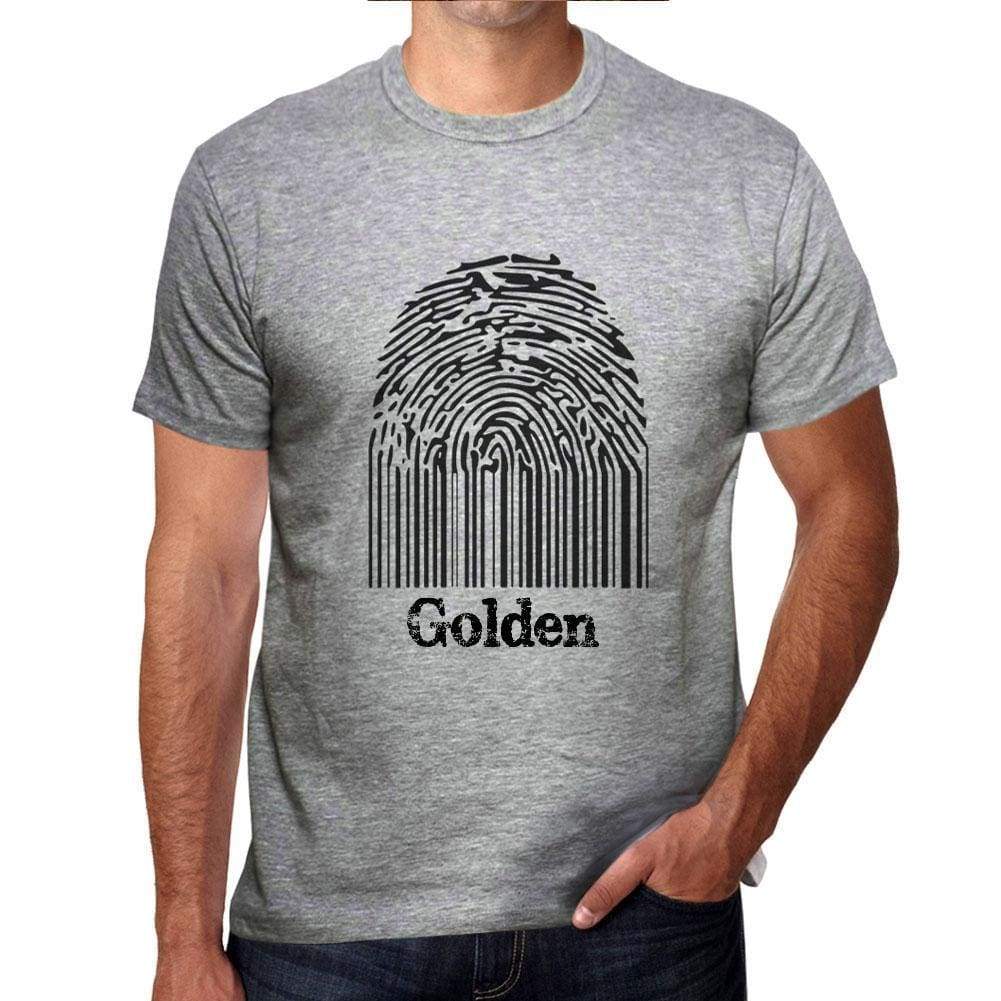 Golden Fingerprint Grey Mens Short Sleeve Round Neck T-Shirt Gift T-Shirt 00309 - Grey / S - Casual
