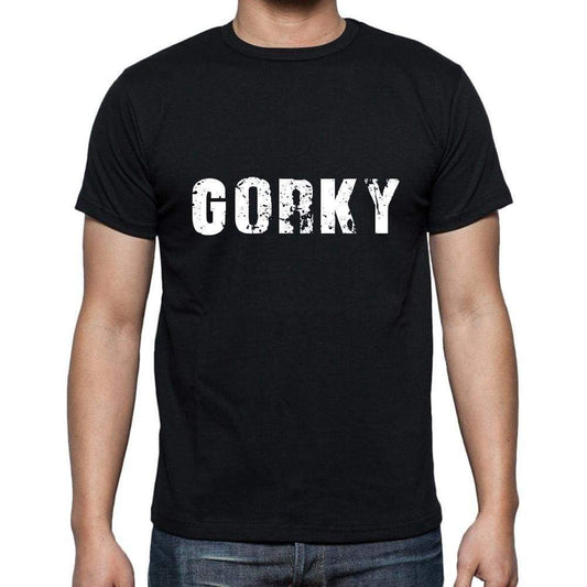 Gorky Mens Short Sleeve Round Neck T-Shirt 5 Letters Black Word 00006 - Casual