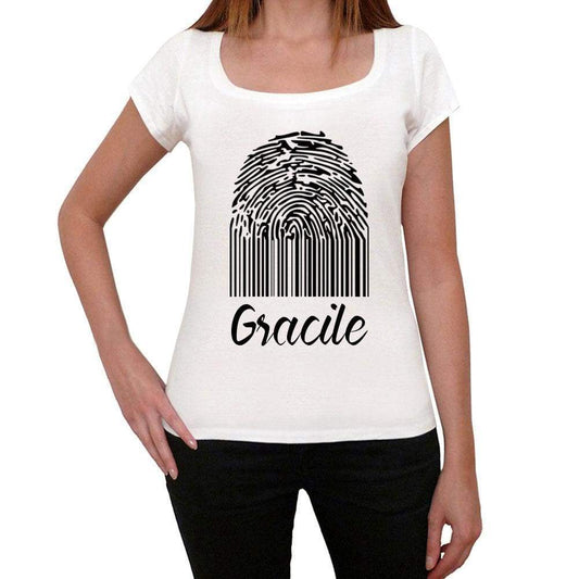 Gracile Fingerprint White Womens Short Sleeve Round Neck T-Shirt Gift T-Shirt 00304 - White / Xs - Casual
