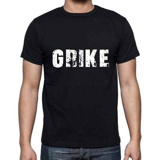 Grike Mens Short Sleeve Round Neck T-Shirt 5 Letters Black Word 00006 - Casual