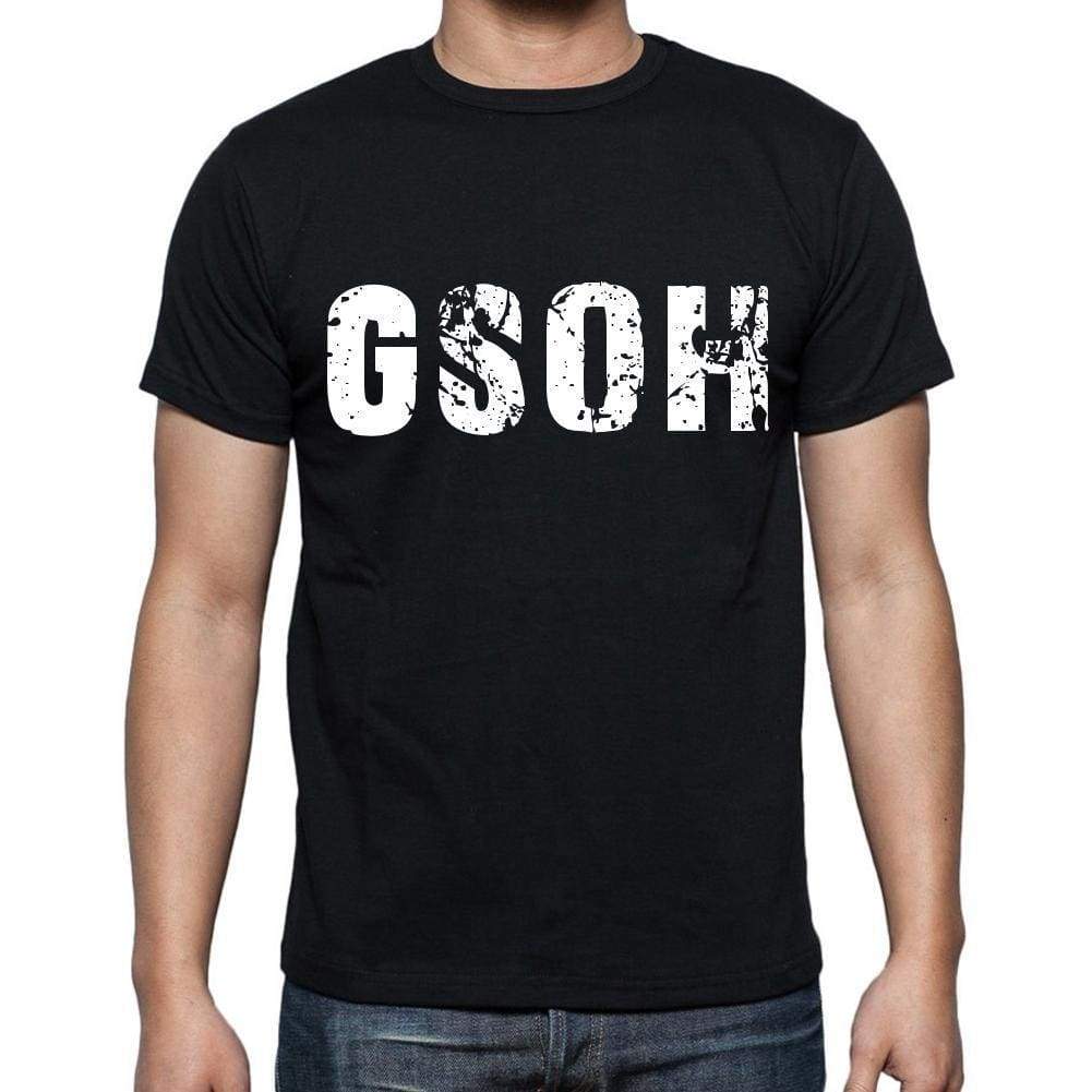 Gsoh Mens Short Sleeve Round Neck T-Shirt 4 Letters Black - Casual