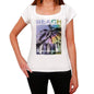 Gwangalli Beach Name Palm White Womens Short Sleeve Round Neck T-Shirt 00287 - White / Xs - Casual