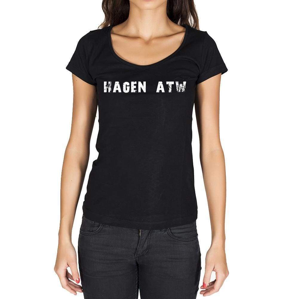 Hagen Atw German Cities Black Womens Short Sleeve Round Neck T-Shirt 00002 - Casual