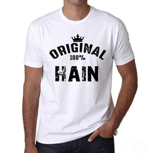 Hain 100% German City White Mens Short Sleeve Round Neck T-Shirt 00001 - Casual