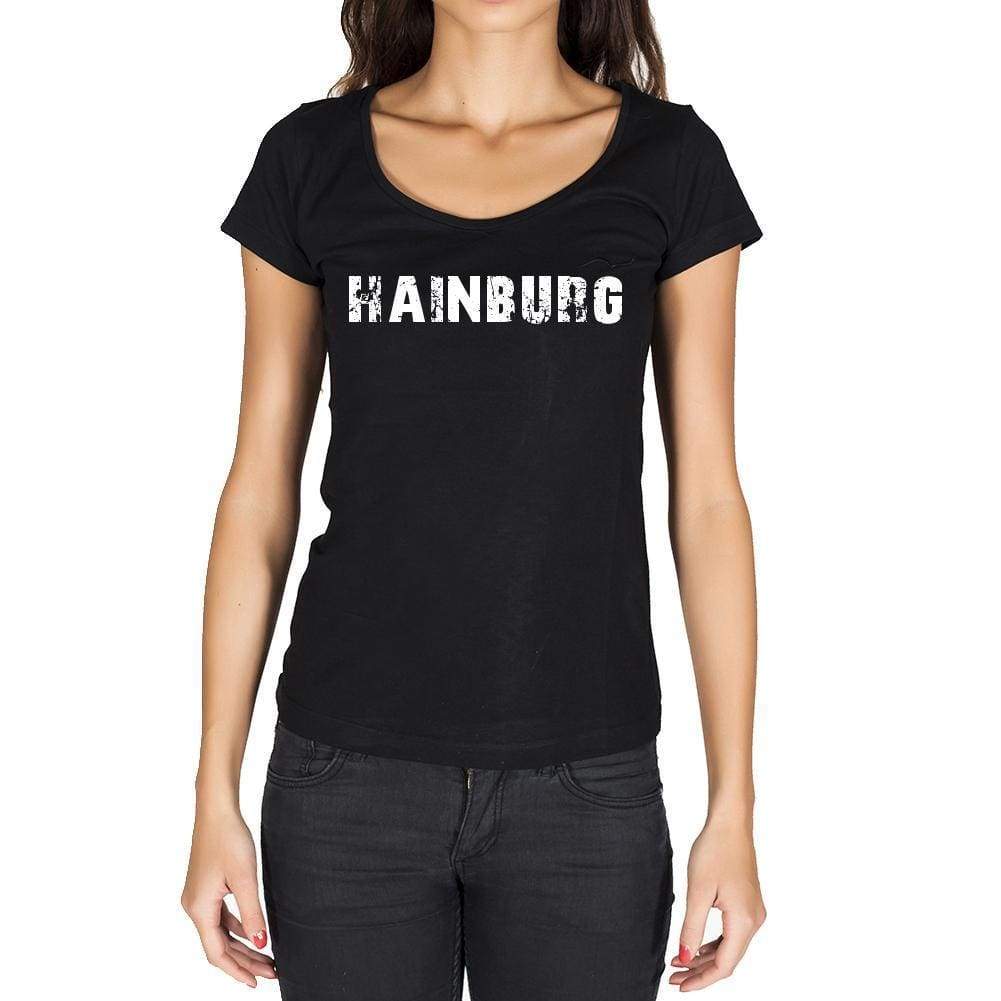 Hainburg German Cities Black Womens Short Sleeve Round Neck T-Shirt 00002 - Casual