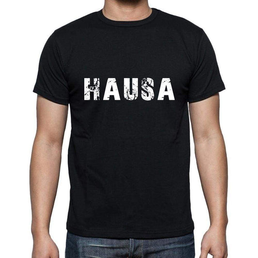 Hausa Mens Short Sleeve Round Neck T-Shirt 5 Letters Black Word 00006 - Casual