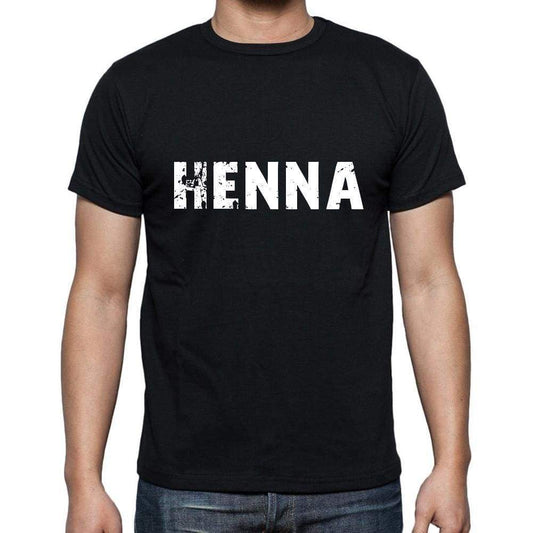 Henna Mens Short Sleeve Round Neck T-Shirt 5 Letters Black Word 00006 - Casual