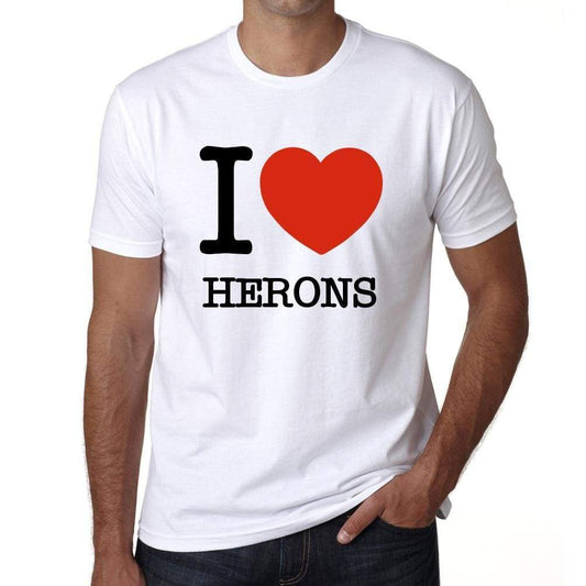 Herons I Love Animals White Mens Short Sleeve Round Neck T-Shirt 00064 - White / S - Casual