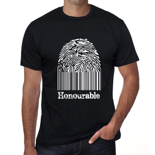 Honourable Fingerprint Black Mens Short Sleeve Round Neck T-Shirt Gift T-Shirt 00308 - Black / S - Casual