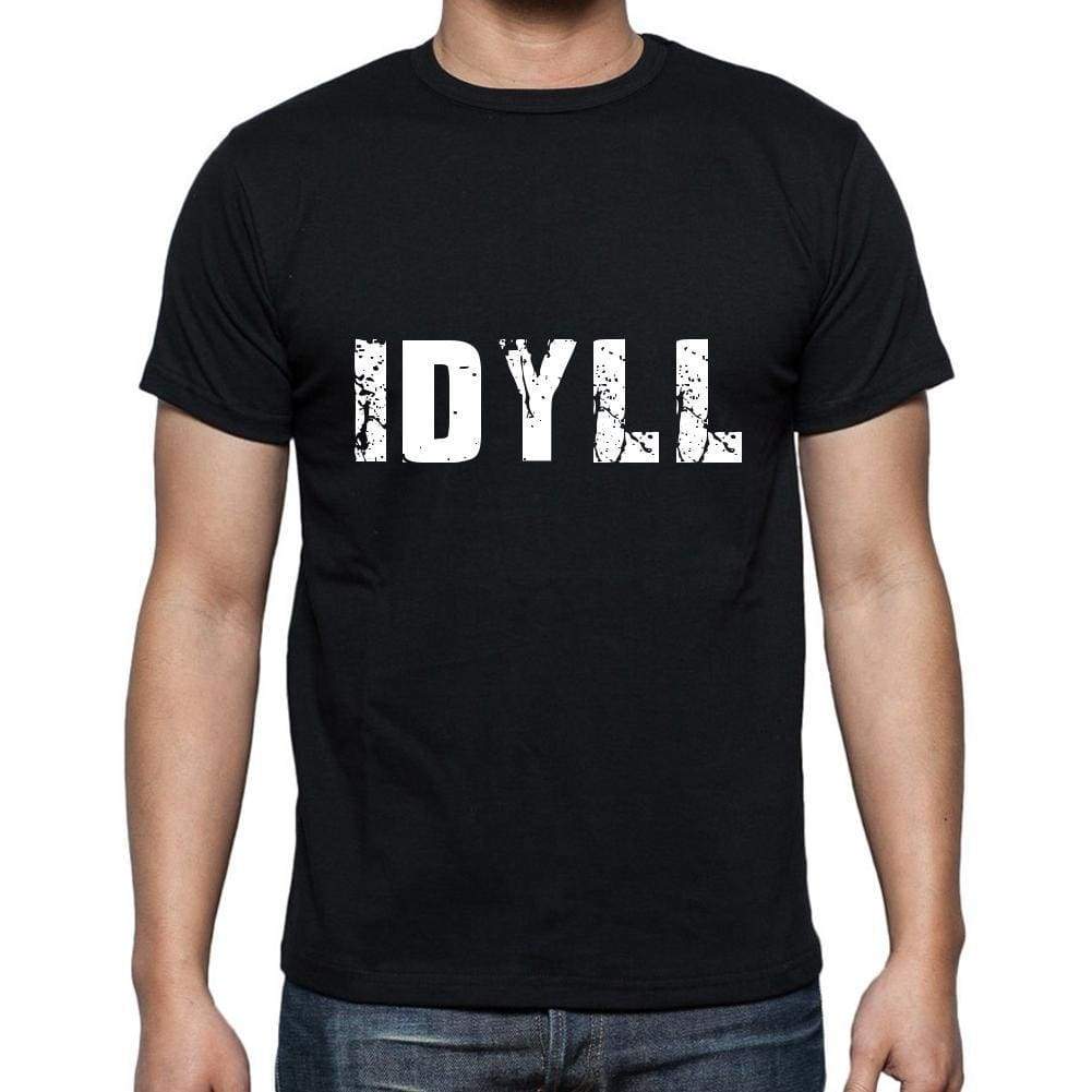 Idyll Mens Short Sleeve Round Neck T-Shirt 5 Letters Black Word 00006 - Casual