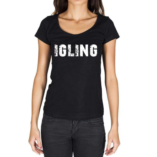 Igling German Cities Black Womens Short Sleeve Round Neck T-Shirt 00002 - Casual