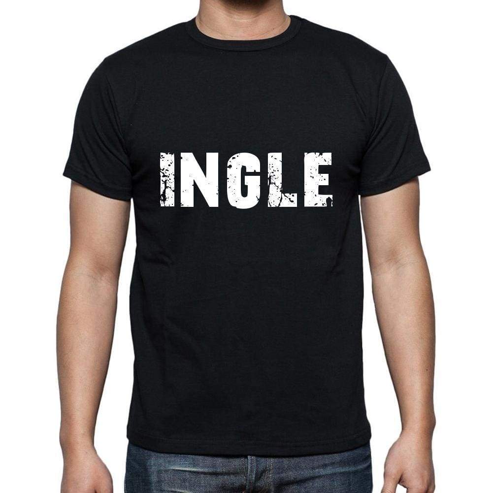 Ingle Mens Short Sleeve Round Neck T-Shirt 5 Letters Black Word 00006 - Casual