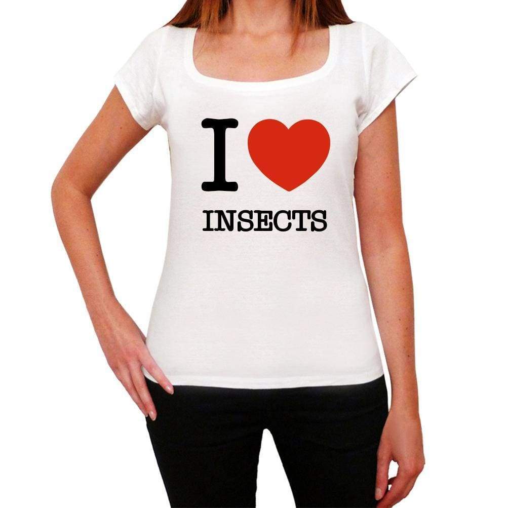 Insects Love Animals White Womens Short Sleeve Round Neck T-Shirt 00065 - White / Xs - Casual