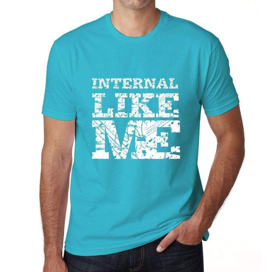 Internal Like Me Blue Mens Short Sleeve Round Neck T-Shirt - Blue / S - Casual