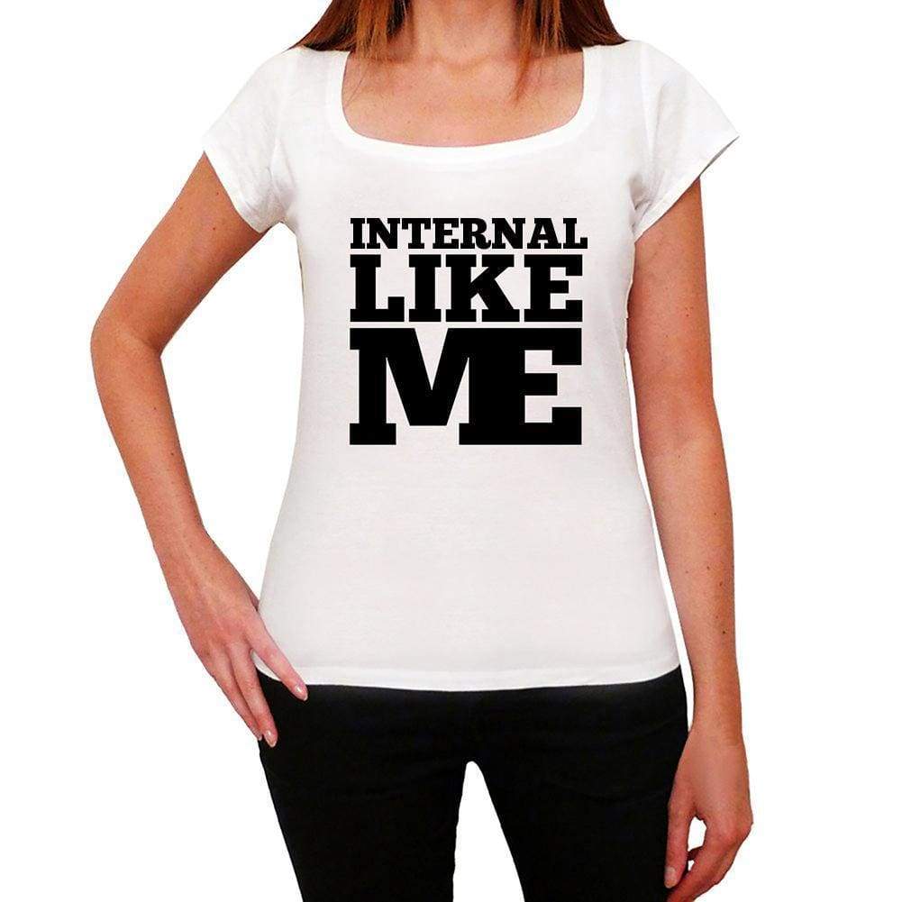 Internal Like Me White Womens Short Sleeve Round Neck T-Shirt - White / Xs - Casual