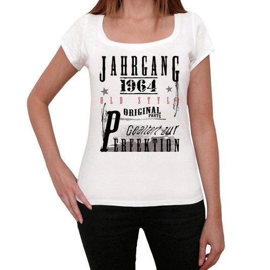 Jahrgang Birthday 1964 , White, Women's Short Sleeve Round Neck T-shirt, gift t-shirt 00351 - Ultrabasic