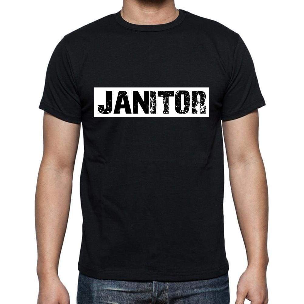 Janitor T Shirt Mens T-Shirt Occupation S Size Black Cotton - T-Shirt
