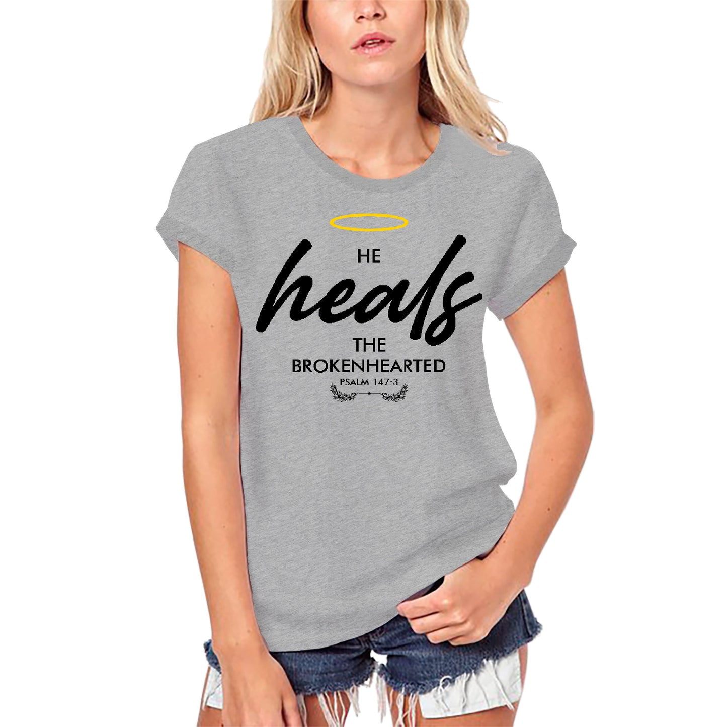 ULTRABASIC Women's Organic T-Shirt He Heals the Broken Heart - Religious Shirt