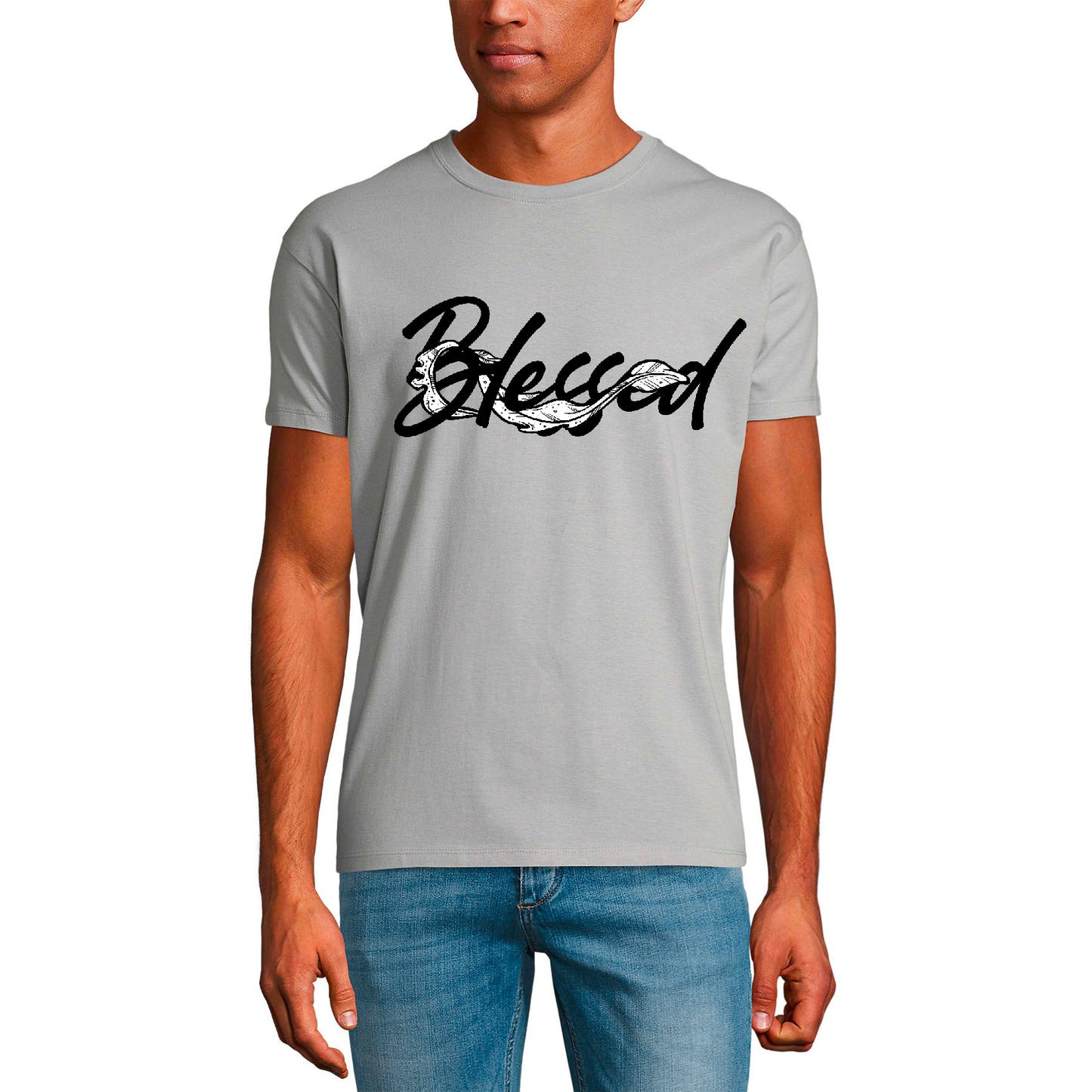 ULTRABASIC Men's T-Shirt Blessed - Bible Christian Religious Shirt