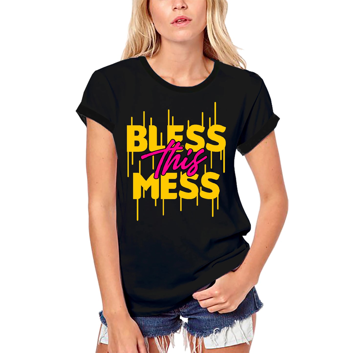 ULTRABASIC Women's Organic Religious T-Shirt Bless This Mess - God Jesus Christ Shirt