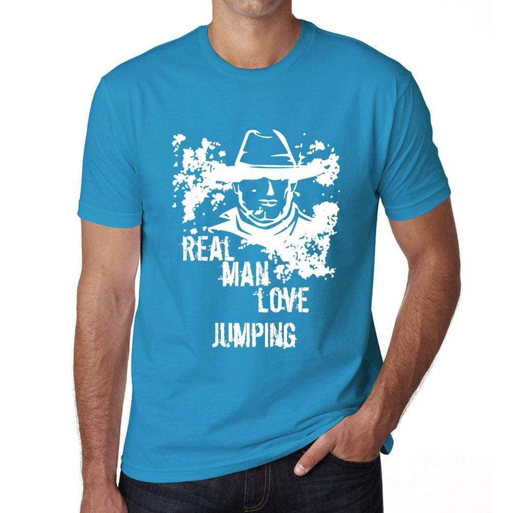 Jumping Real Men Love Jumping Mens T Shirt Blue Birthday Gift 00541 - Blue / Xs - Casual