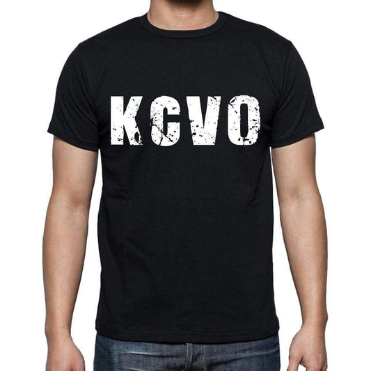 Kcvo Mens Short Sleeve Round Neck T-Shirt 4 Letters Black - Casual