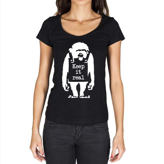 Keep It Real Chimp Black Gift Tshirt Black Womens T-Shirt 00190