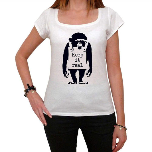 Keep It Real Chimp Tshirt White Womens T-Shirt 00163