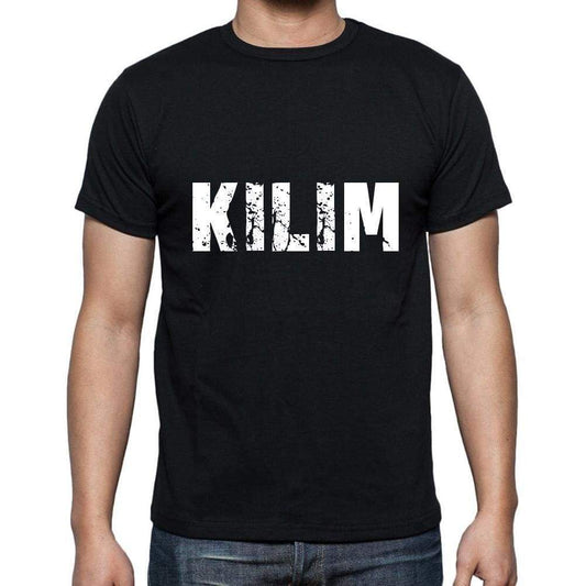 Kilim Mens Short Sleeve Round Neck T-Shirt 5 Letters Black Word 00006 - Casual