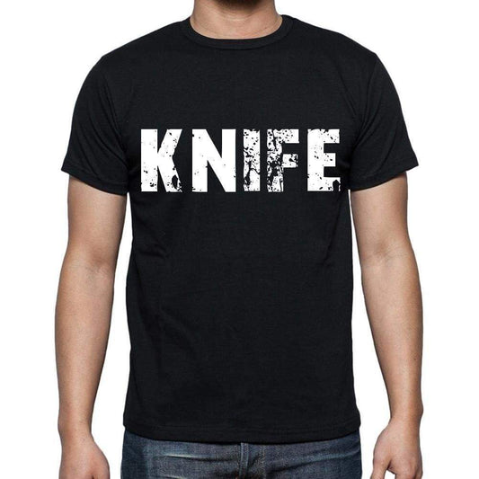 Knife Mens Short Sleeve Round Neck T-Shirt Black T-Shirt En