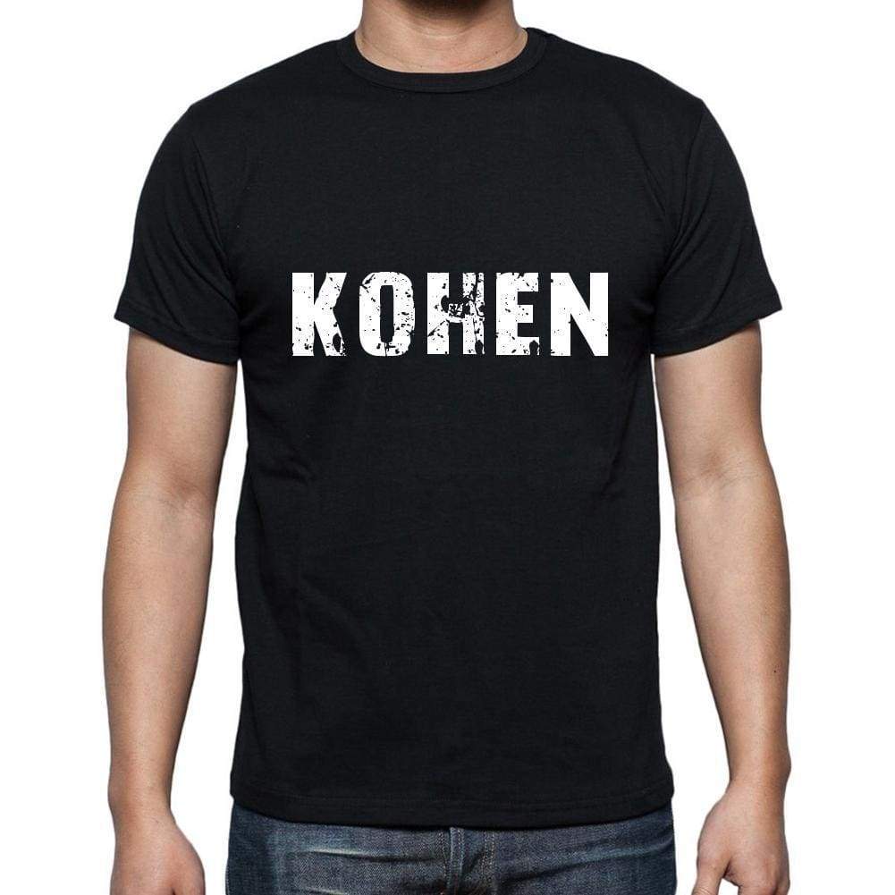 Kohen Mens Short Sleeve Round Neck T-Shirt 5 Letters Black Word 00006 - Casual