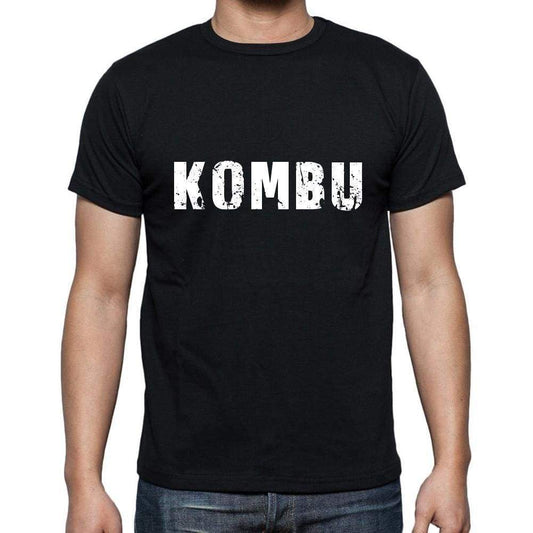 Kombu Mens Short Sleeve Round Neck T-Shirt 5 Letters Black Word 00006 - Casual