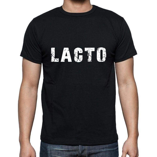 Lacto Mens Short Sleeve Round Neck T-Shirt 5 Letters Black Word 00006 - Casual