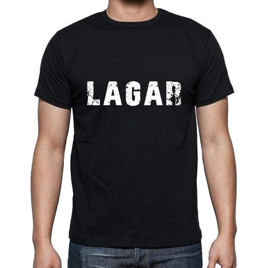 Lagar Mens Short Sleeve Round Neck T-Shirt 5 Letters Black Word 00006 - Casual