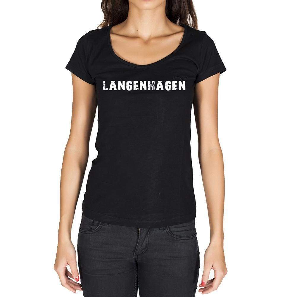 Langenhagen German Cities Black Womens Short Sleeve Round Neck T-Shirt 00002 - Casual