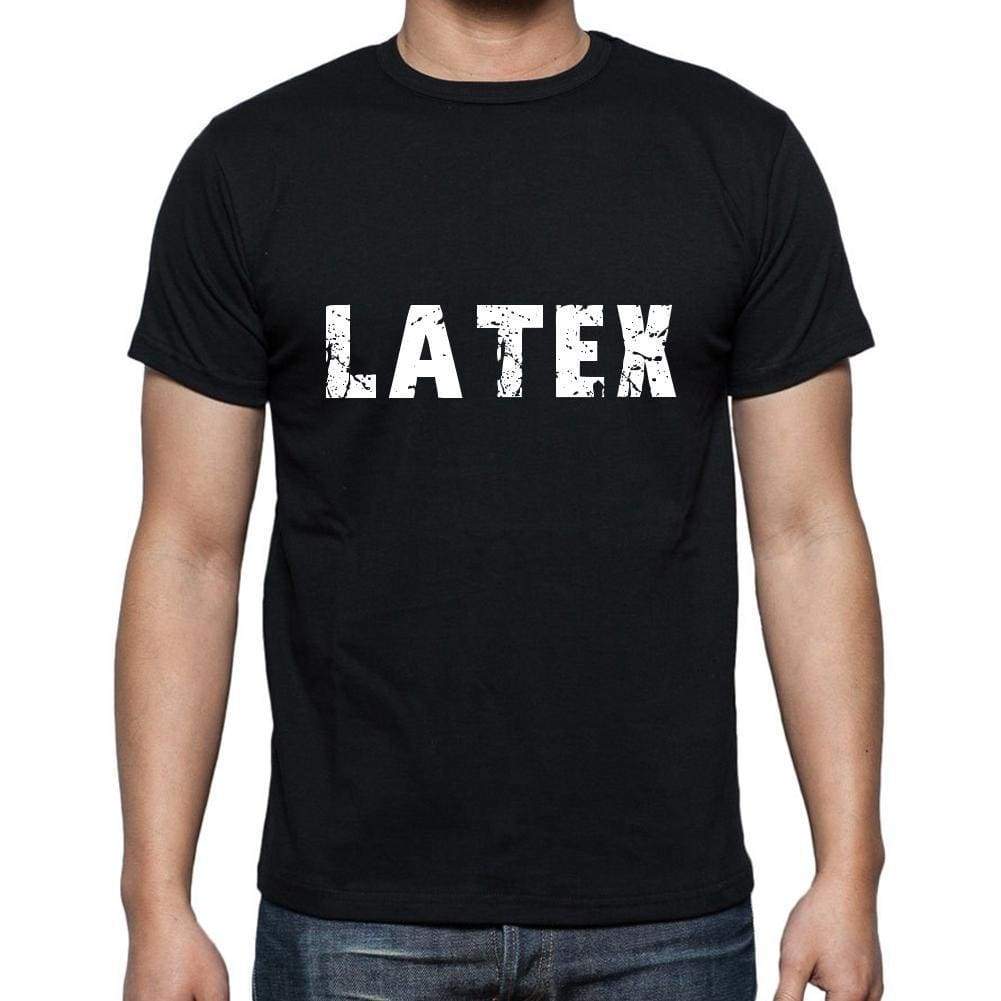 Latex Mens Short Sleeve Round Neck T-Shirt 5 Letters Black Word 00006 - Casual