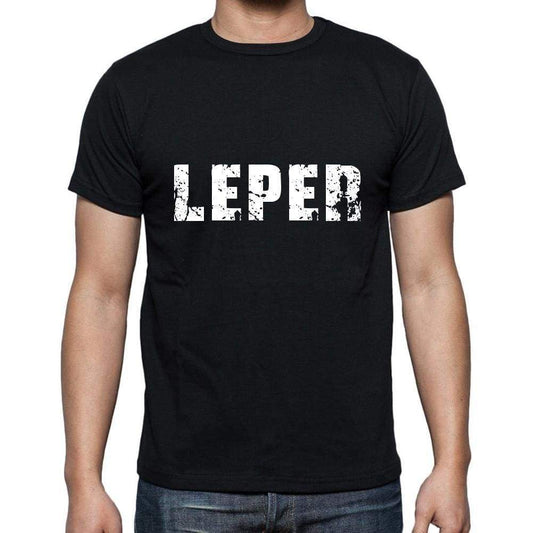 Leper Mens Short Sleeve Round Neck T-Shirt 5 Letters Black Word 00006 - Casual