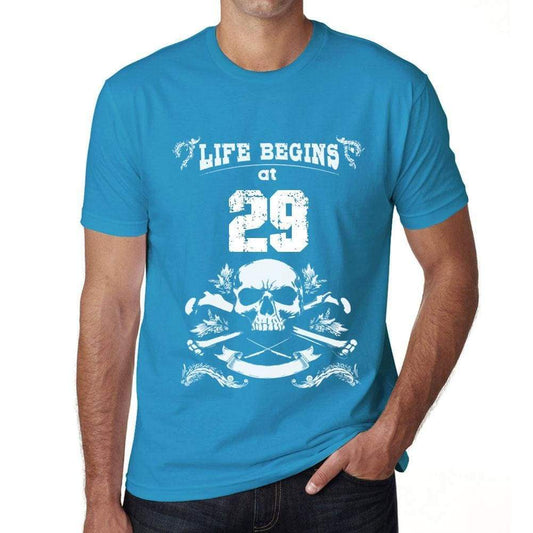Life Begins At 29 Mens T-Shirt Blue Birthday Gift 00451 - Blue / Xs - Casual