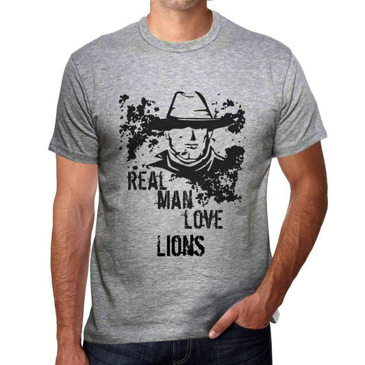 Lions Real Men Love Lions Mens T Shirt Grey Birthday Gift 00540 - Grey / S - Casual