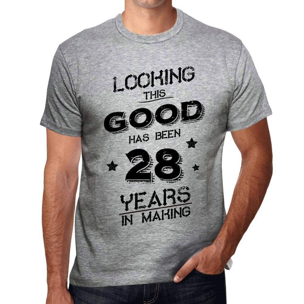 Looking This Good Has Been 28 Years In Making Mens T-Shirt Grey Birthday Gift 00440 - Grey / S - Casual