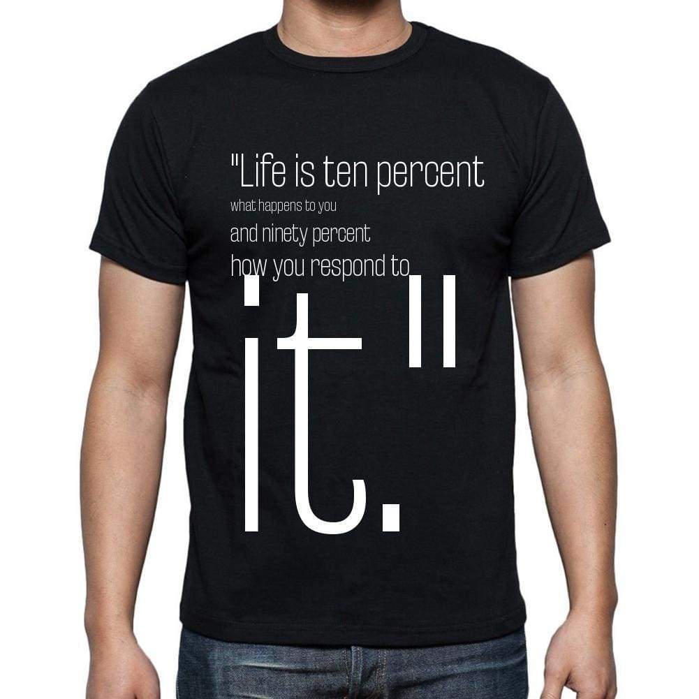 Lou Holtz Quote T Shirts Life Is Ten Percent What Hap T Shirts Men Black - Casual
